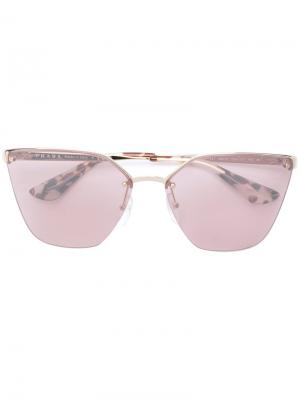 Солнцезащитные очки с оправой кошачий глаз Prada Eyewear. Цвет: металлический
