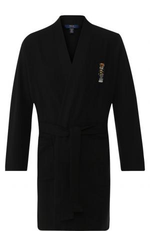 Хлопковый халат с поясом Ralph Lauren. Цвет: черный