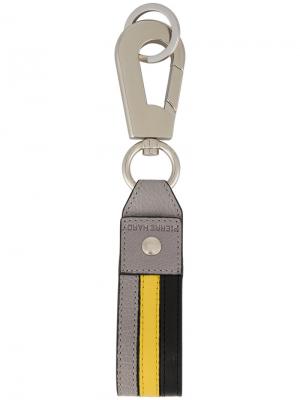 Полосатый кожаный брелок для ключей Pierre Hardy. Цвет: серый