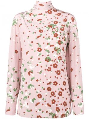 Блузка с цветочным принтом Valentino. Цвет: розовый и фиолетовый