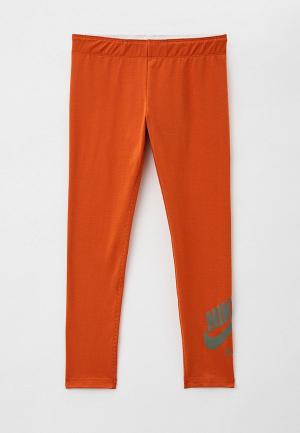 Леггинсы Nike. Цвет: оранжевый