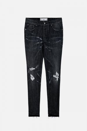 Свободные в бедрах джинсы с рваными деталями Ami Alexandre Mattiussi. Цвет: чёрный