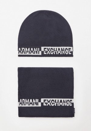 Шапка и шарф Armani Exchange. Цвет: синий