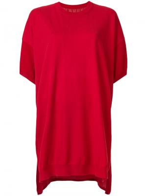 Платье-футболка в стиле оверсайз Mm6 Maison Margiela. Цвет: красный