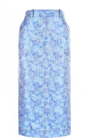 Жаккардовая юбка-карандаш с карманами CALVIN KLEIN 205W39NYC. Цвет: синий