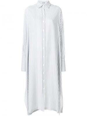 Платье-рубашка с полосатым узором Jil Sander. Цвет: белый