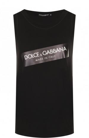 Хлопковая майка с логотипом бренда Dolce & Gabbana. Цвет: черный