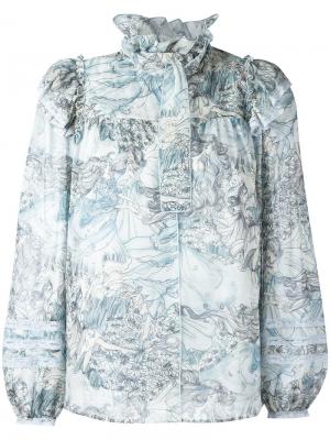 Блузка с оборками на воротнике Marc Jacobs. Цвет: синий