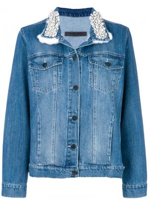 Джинсовая куртка с декорированным воротником Simonetta Ravizza. Цвет: синий