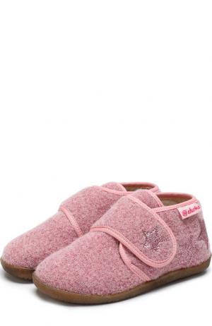 Текстильные домашние ботинки с застежкой велькро Naturino. Цвет: розовый