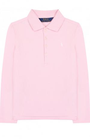 Хлопковое поло с длинными рукавами Polo Ralph Lauren. Цвет: светло-розовый