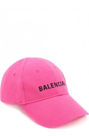Хлопковая бейсболка с логотипом бренда Balenciaga. Цвет: фуксия