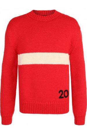 Шерстяной свитер с контрастным принтом CALVIN KLEIN 205W39NYC. Цвет: красный