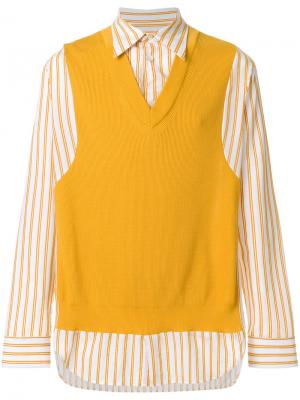 Рубашка в полоску с жилеткой Maison Margiela. Цвет: жёлтый и оранжевый