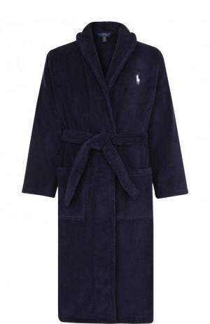 Однотонный хлопковый халат Ralph Lauren. Цвет: темно-синий