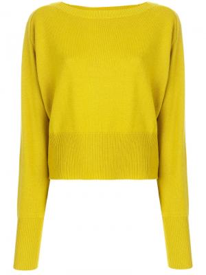Свободный пуловер с вырезом лодочкой Theory. Цвет: жёлтый и оранжевый