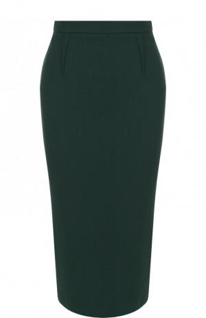 Однотонная шерстяная юбка на молнии Roland Mouret. Цвет: зеленый