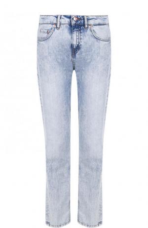 Укороченные джинсы прямого кроя с потертостями Escada Sport. Цвет: голубой