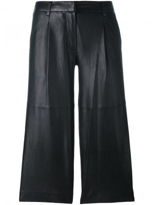 Кожаные укороченные брюки Michael Kors. Цвет: чёрный