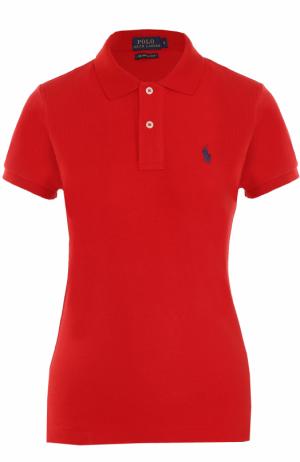Хлопковое поло с вышитым логотипом бренда Polo Ralph Lauren. Цвет: красный