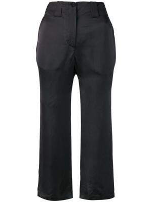 Атласные укороченные брюки Aalto. Цвет: чёрный