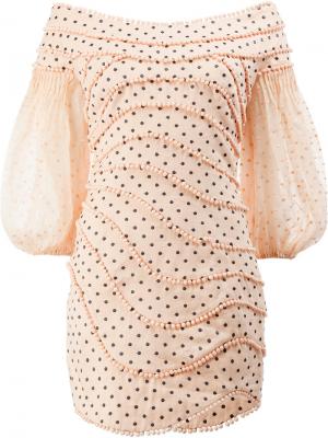 Короткое платье в горох Zimmermann. Цвет: розовый и фиолетовый