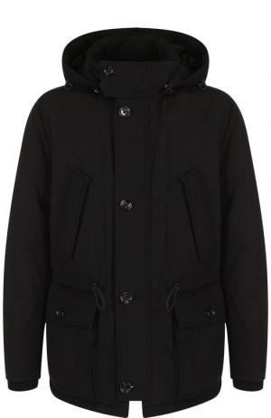 Утепленная куртка на молнии с отложным воротником BOSS. Цвет: черный