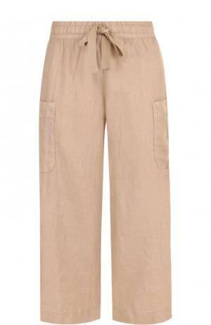 Укороченные льняные брюки с эластичным поясом Deha. Цвет: бежевый
