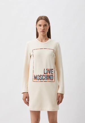 Платье Love Moschino. Цвет: бежевый