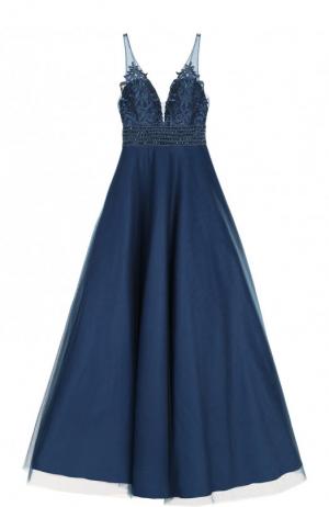 Приталенное платье-макси с пышной юбкой Basix Black Label. Цвет: синий