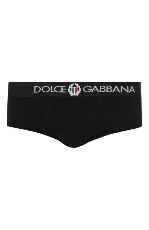 Хлопковые брифы с широкой резинкой Dolce & Gabbana. Цвет: черный