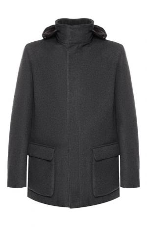 Утепленная куртка из кашемира на молнии с капюшоном Loro Piana. Цвет: темно-серый