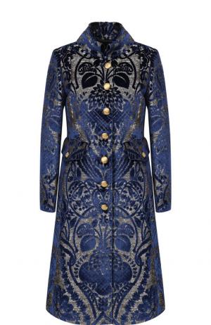 Приталенное пальто с принтом Dolce & Gabbana. Цвет: синий