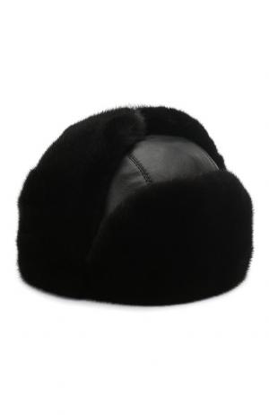 Меховая шапка-ушанка Мишка FurLand. Цвет: черный