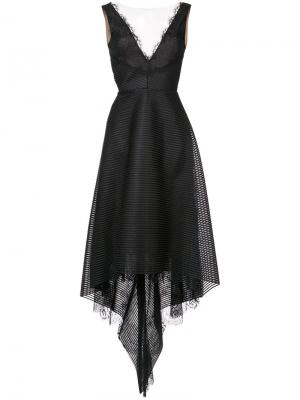 Вечернее платье с асимметричным подолом Marchesa Notte. Цвет: чёрный