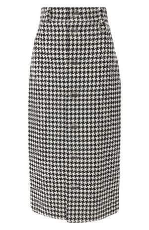 Шерстяная юбка-миди с принтом Balenciaga. Цвет: черно-белый
