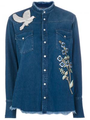 Джинсовая рубашка с вышивкой Alexander McQueen. Цвет: синий