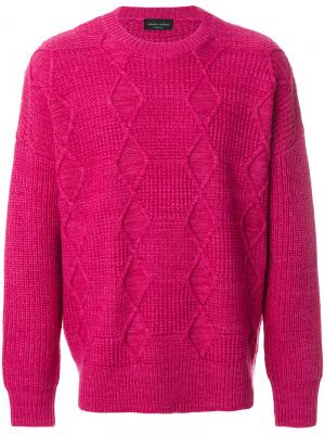 Классический трикотажный свитер Roberto Collina. Цвет: розовый и фиолетовый