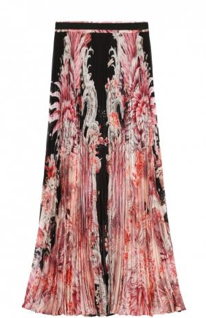 Плиссированная юбка-миди с цветочным принтом Roberto Cavalli. Цвет: розовый