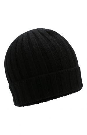 Кашемировая шапка фактурной вязки Allude. Цвет: черный
