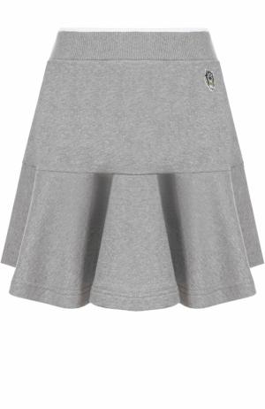 Хлопковая мини-юбка с оборкой Kenzo. Цвет: серый