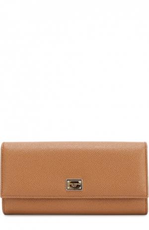 Кожаный кошелек с тиснением Dauphine Dolce & Gabbana. Цвет: бежевый