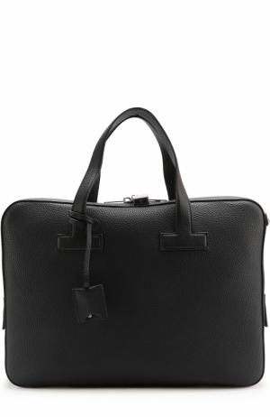 Кожаная сумка для ноутбука с плечевым ремнем Tom Ford. Цвет: темно-синий