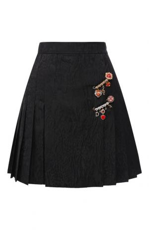 Мини-юбка со складками и декоративной отделкой Dolce & Gabbana. Цвет: черный