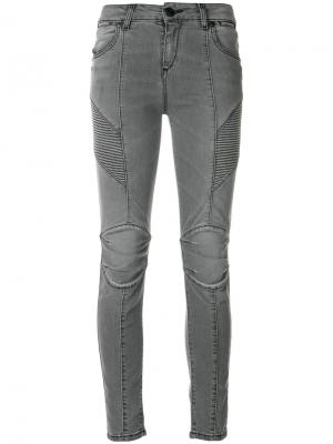Байкерские джинсы скинни Pierre Balmain. Цвет: серый