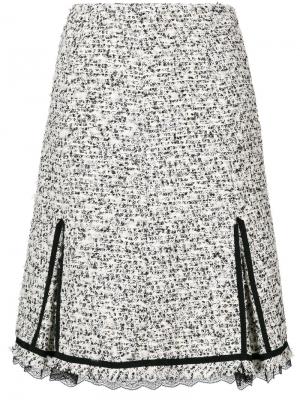 Твидовая юбка с кружевной отделкой Giambattista Valli. Цвет: белый