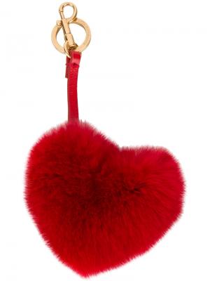 Брелок на сумку в форме сердца Anya Hindmarch. Цвет: красный