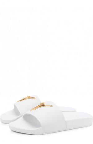 Кожаные шлепанцы с логотипом бренда Giuseppe Zanotti Design. Цвет: белый