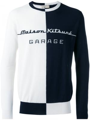 Джемпер с принтом garage Maison Kitsuné. Цвет: синий