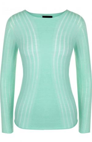 Приталенный кашемировый пуловер с круглым вырезом Giorgio Armani. Цвет: зеленый